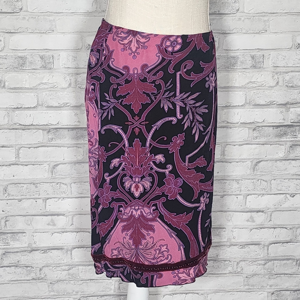 Vintage Betsey Johnson Purple Paisley Beaded Sequin Skirt